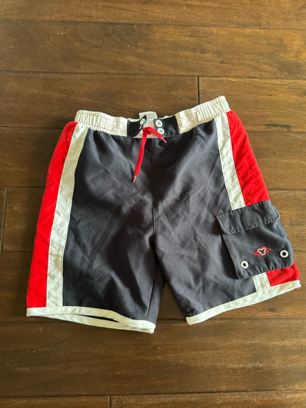 Kids Black & Red Swim Trunks with Contrast Trim